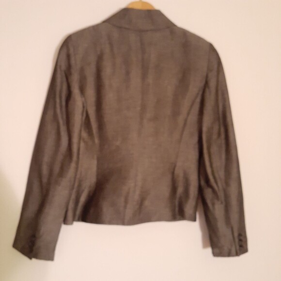Ann Taylor Loft linen classic gray Blazer jacket 2 xs quiet luxury dark academia - Picture 8 of 9